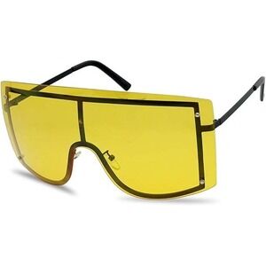 Shield Sunglasses Yellow Lens Oversized Fashion Visor‎ Sun Glasses Women Lentes